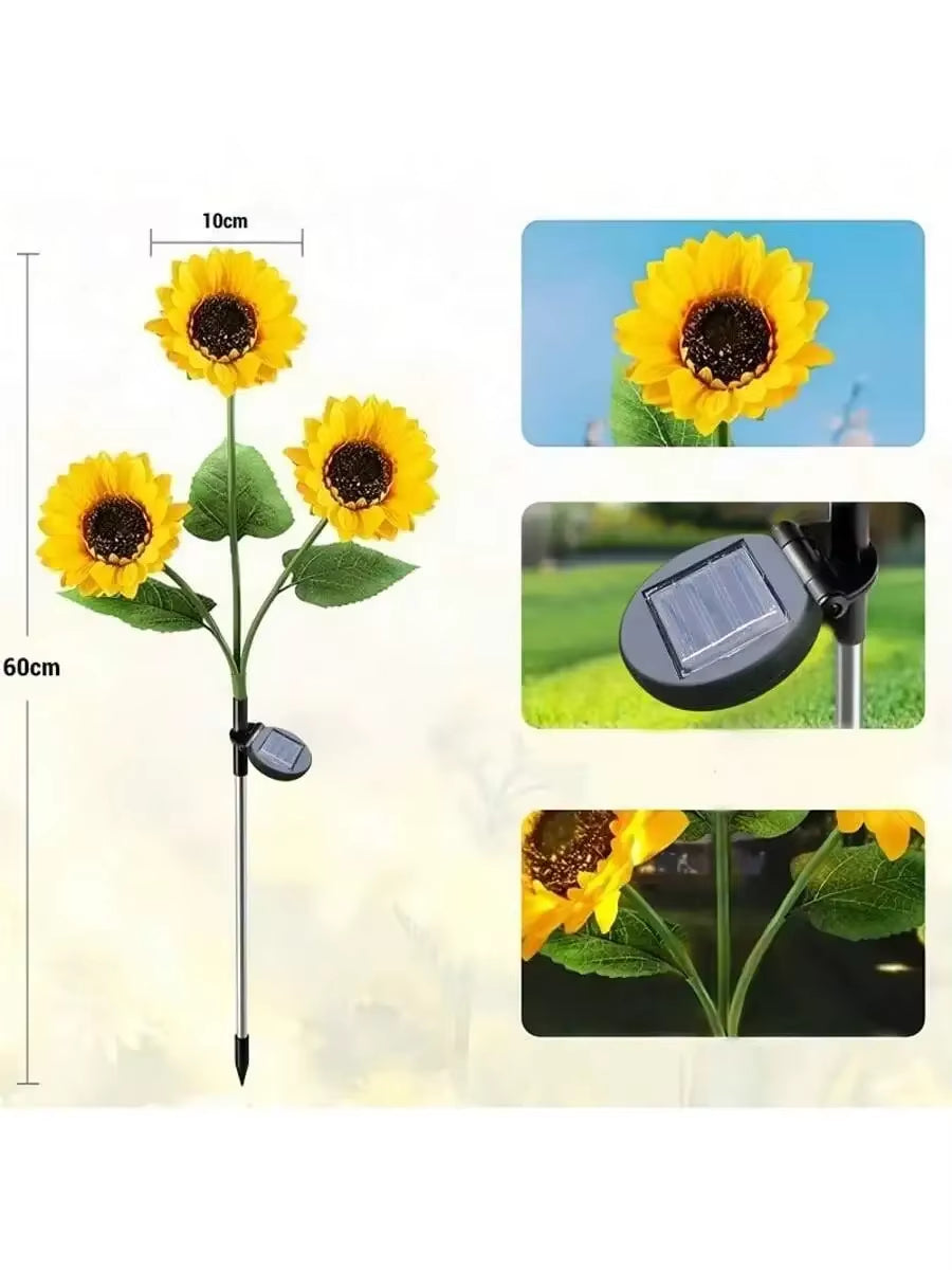 Solar Sunflower Garden Light - Waterproof LED Stake Light for Lawn & Pathway