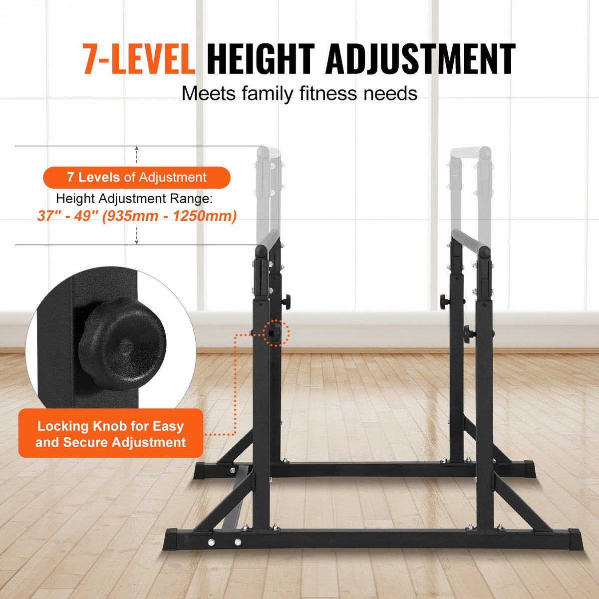 Adjustable Dip Bar Station, 800 lb Capacity, 7 Height Levels – image 3