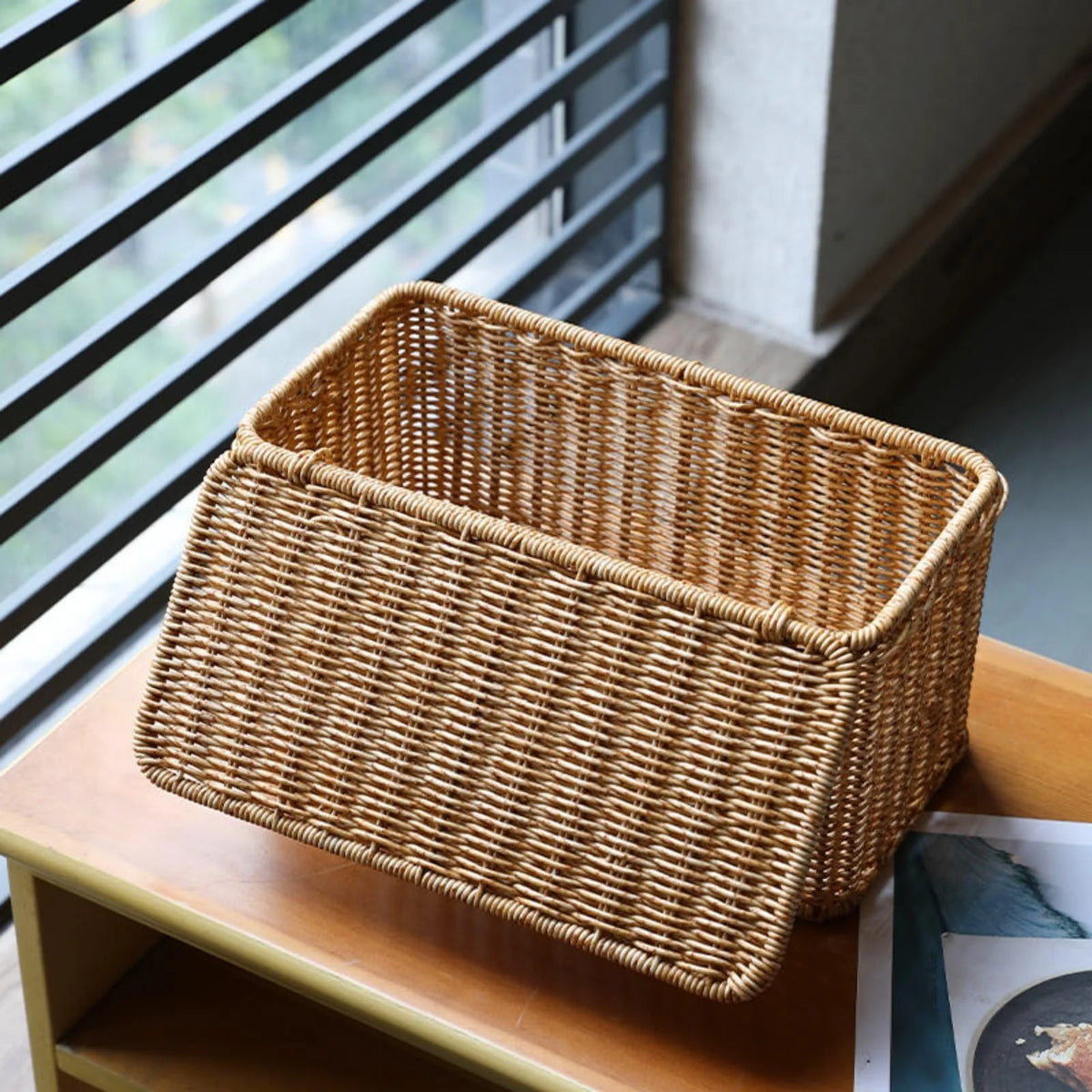Cable Management Box, Handwoven Rattan Cord Organizer – image 3