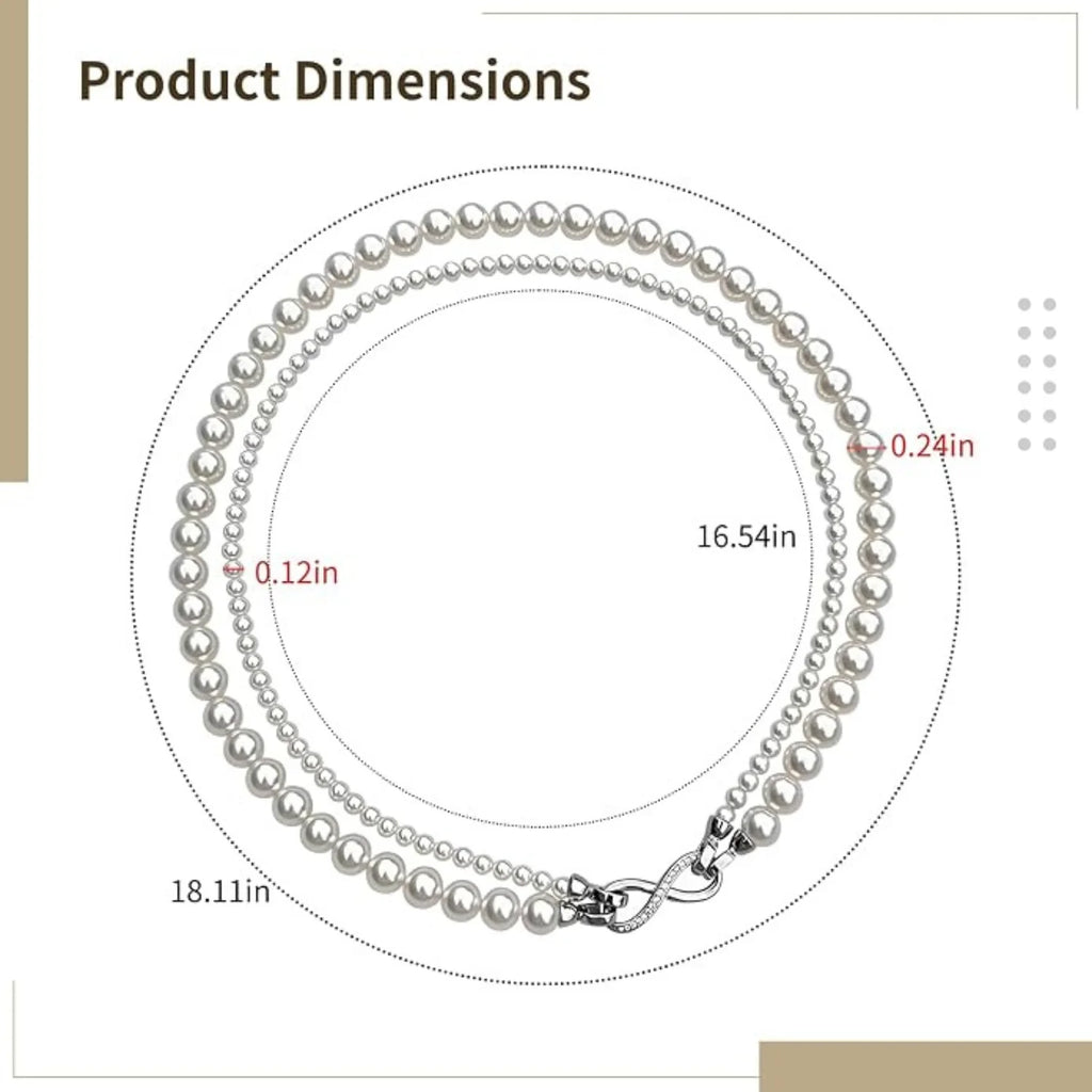 Double Layer Pearl Necklace - Sterling Silver with Gift Box – image 2