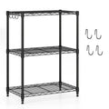 3-Tier Industrial Bookshelf with Guardrails, Black Metal Shelf