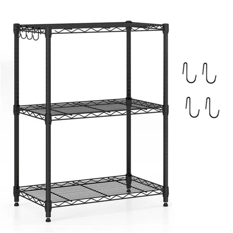 3-Tier Industrial Bookshelf with Guardrails, Black Metal Shelf
