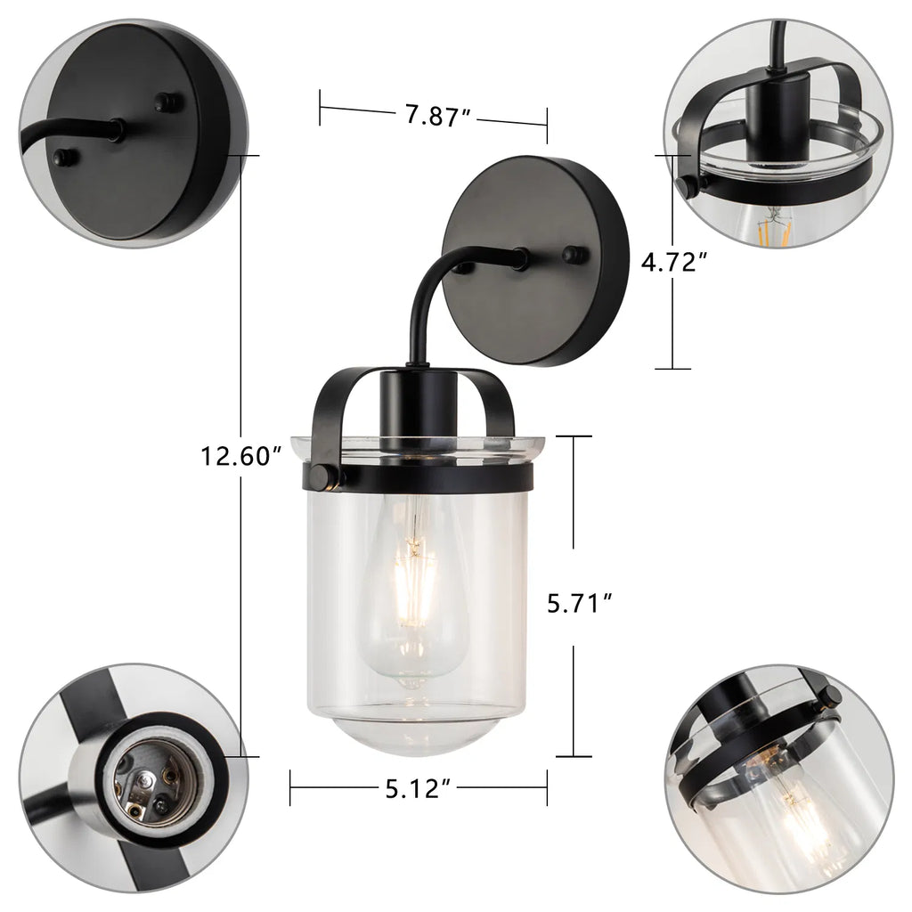 Modern 1-Light Wall Sconce with Clear Glass Globe Shade