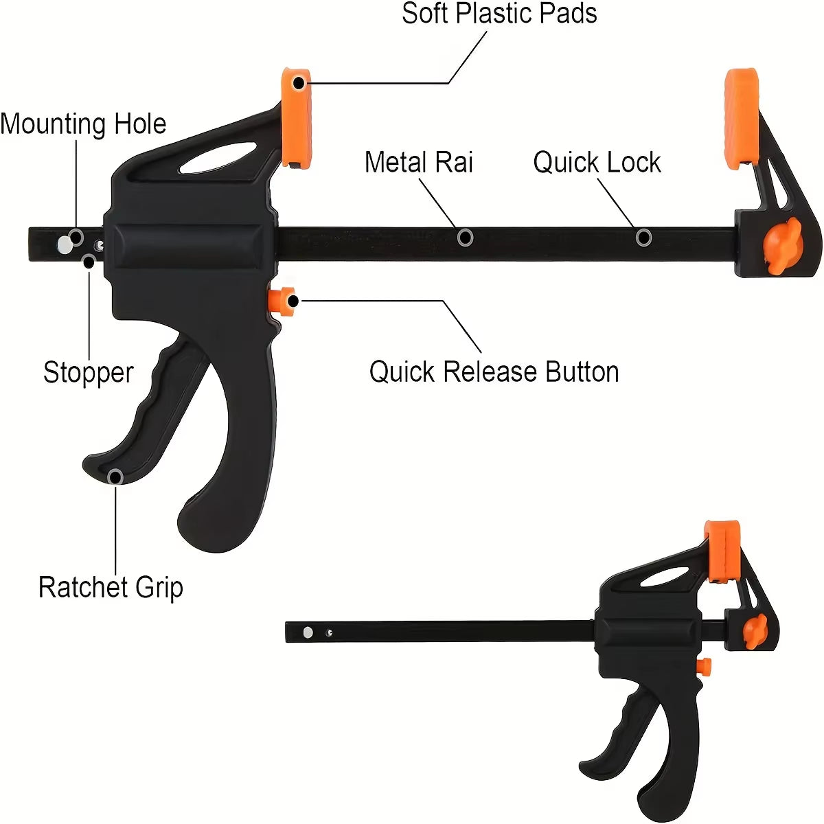 Bar Clamp 12" - One-Handed Ratchet Trigger Clamp for Woodworking – image 4
