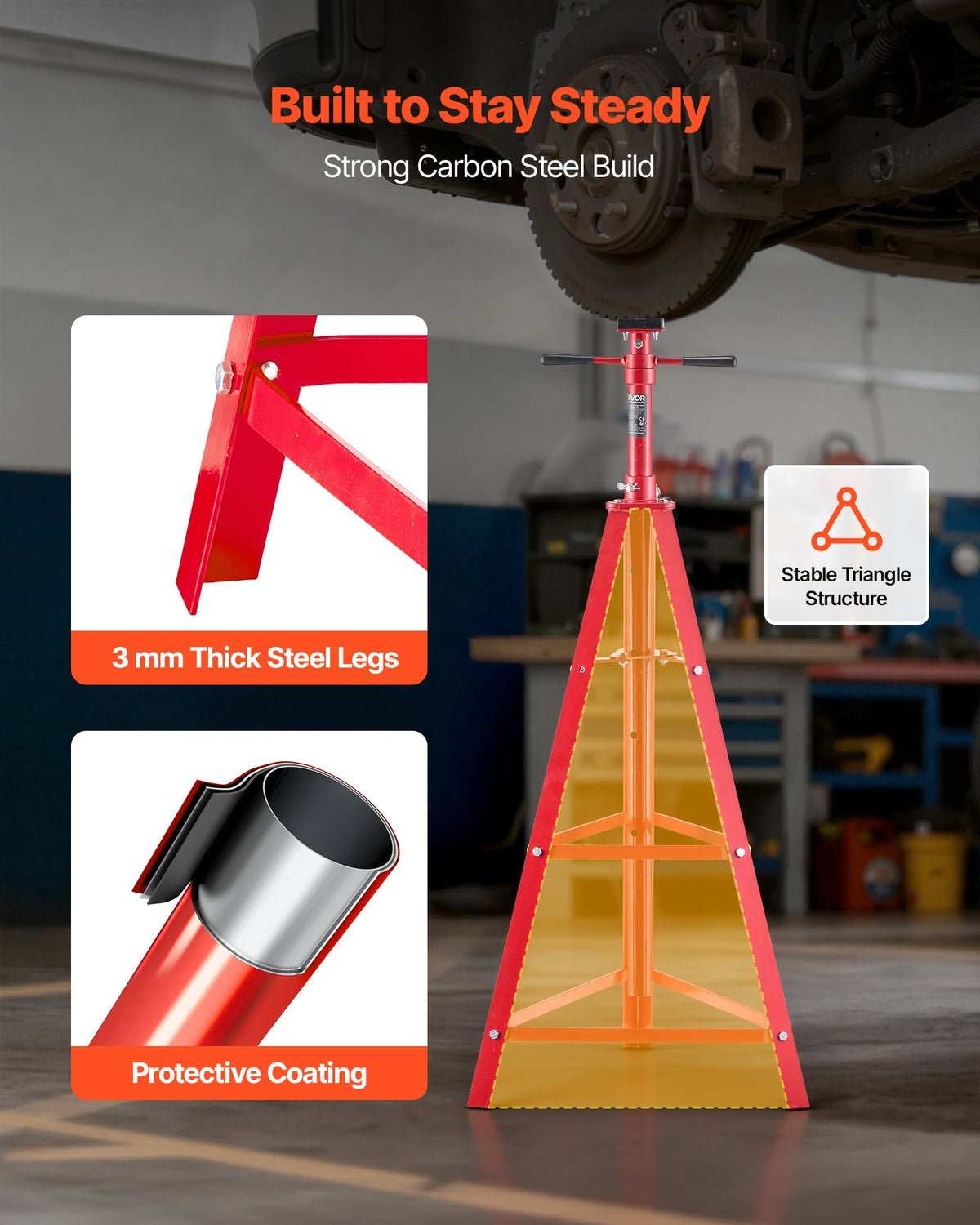 2 Ton under Hoist Tripod Stand High Reach 47 to 84.6 In