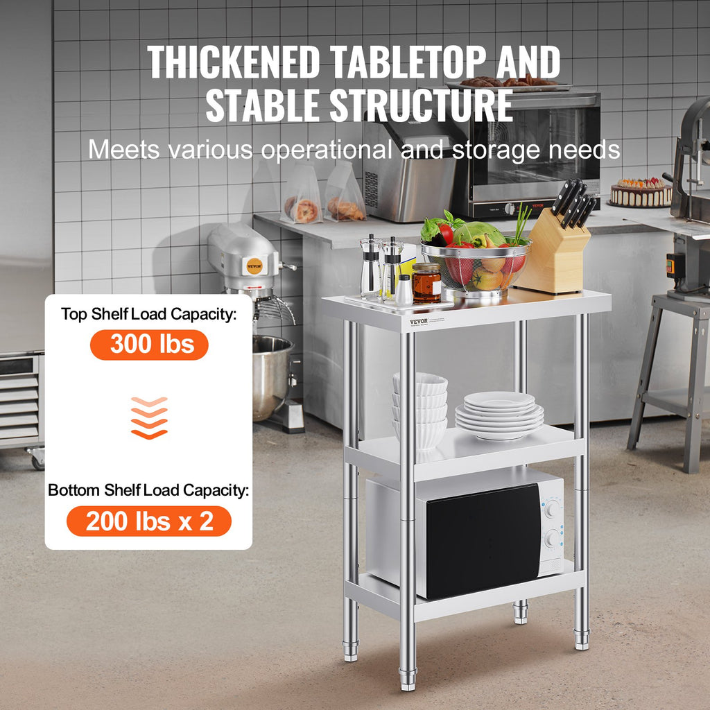 Stainless Steel Prep Table 14 x 24 in with 2 Adjustable Undershelves – image 4