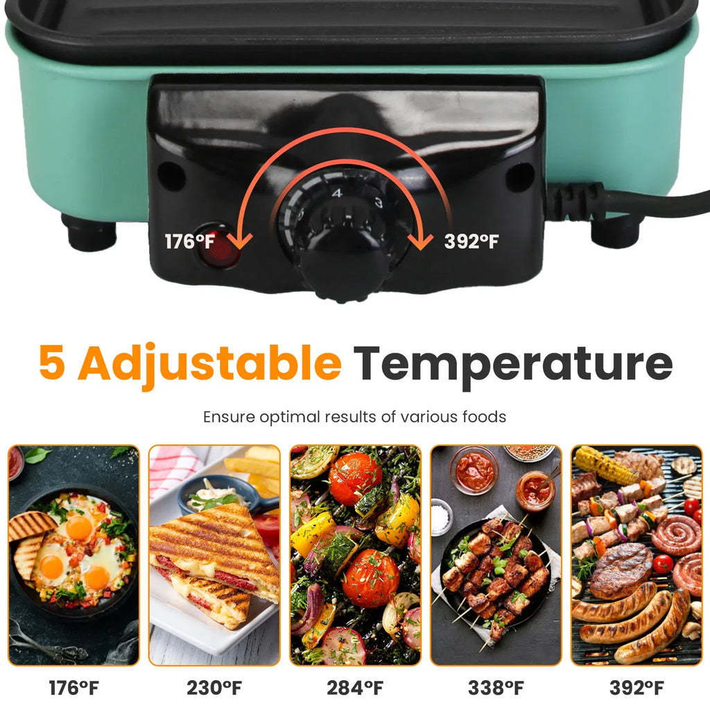 1500W 2-in-1 Electric Indoor Grill with 3 Raclette Trays – image 7