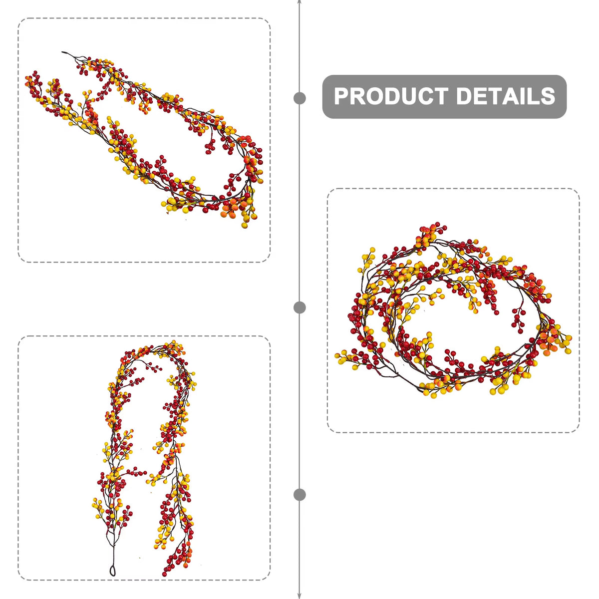 6 ft Artificial Red Berry Garland – image 2