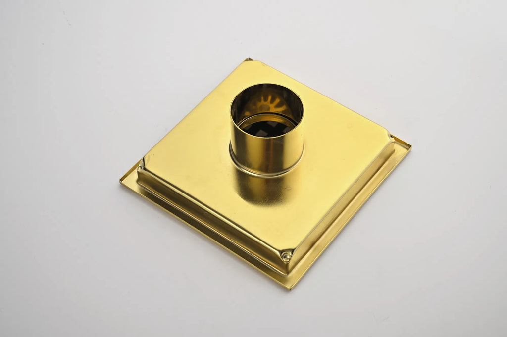 6 Inch Square Stainless Steel Shower Floor Drain, Removable Grate