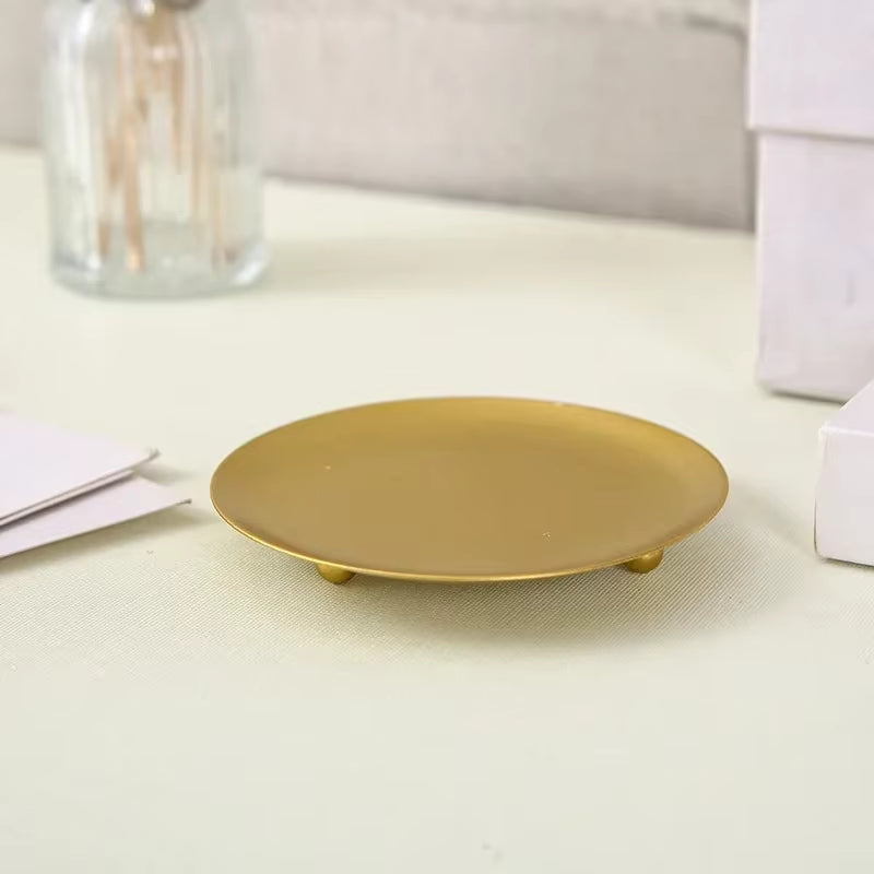 Candle Holder Dish - Round Iron Tray, Gold or Black – image 8