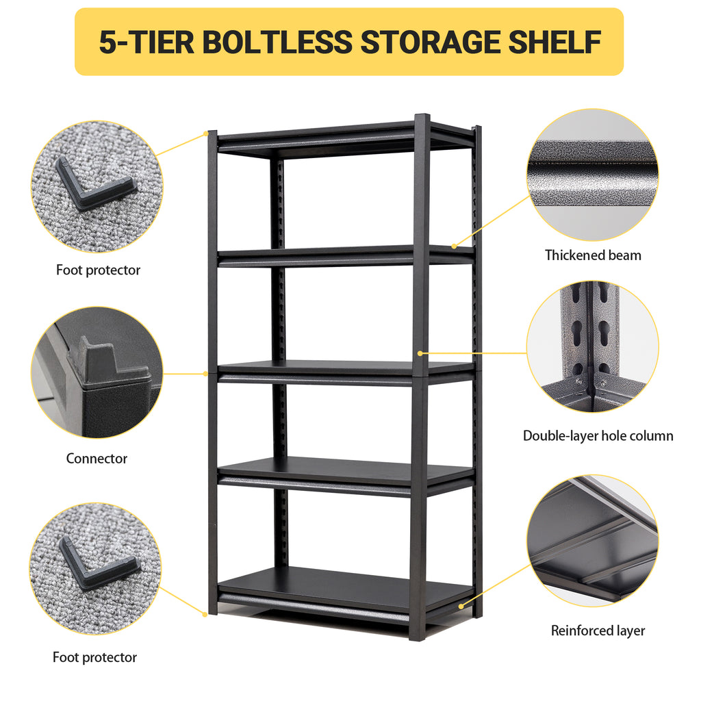 5-Tier Boltless Metal Garage Shelving Unit, 2000 lb, 63 in Tall – image 3