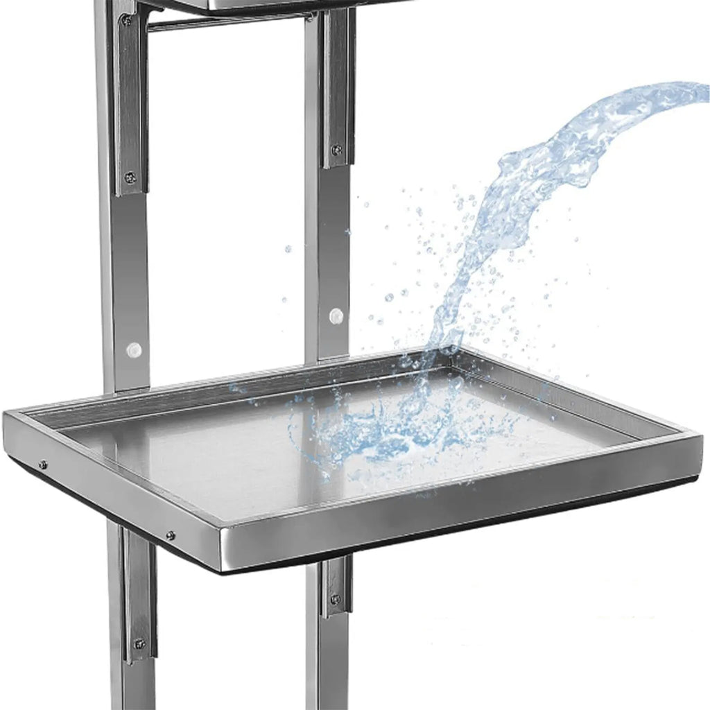 2 Tier Stainless Steel Salon Spa Rolling Cart with Folding Trays – image 7