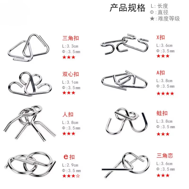 Metal Brain Teaser Puzzle Set - 8 Wire Disentanglement Puzzles – image 3
