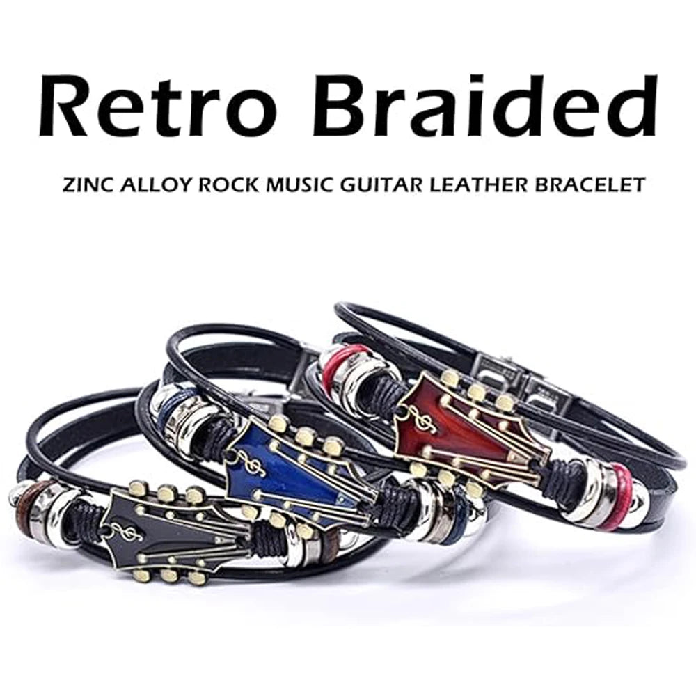 Leather Guitar Bracelet - Braided Multi-Layer Wrap for Musicians – image 3