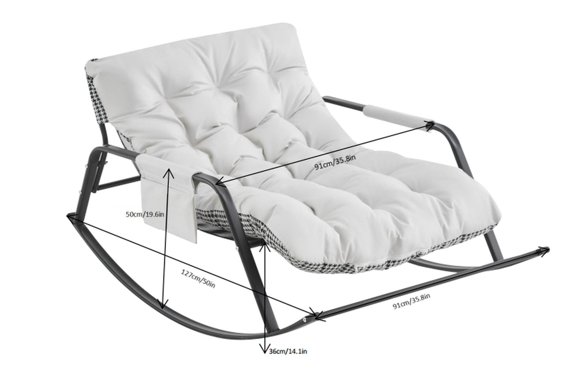 Extra-Wide Faux Leather Rocking Lounge Chair, White – image 4