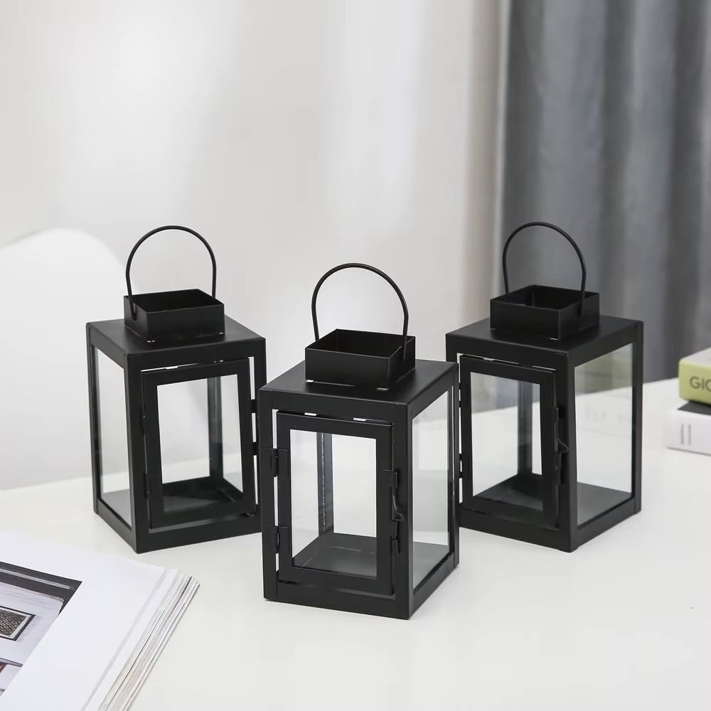 Candle Lantern - Black Wrought Iron Hanging Tealight Holder – image 2