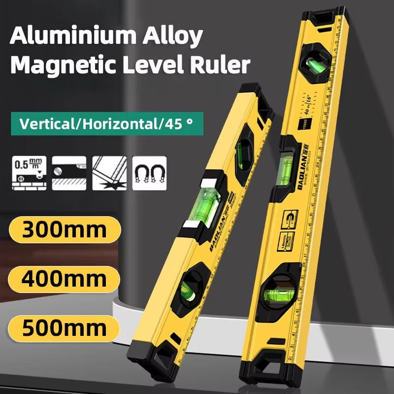 Magnetic Spirit Level, Aluminum 3-Vial Level 30/40/50 cm – image 2