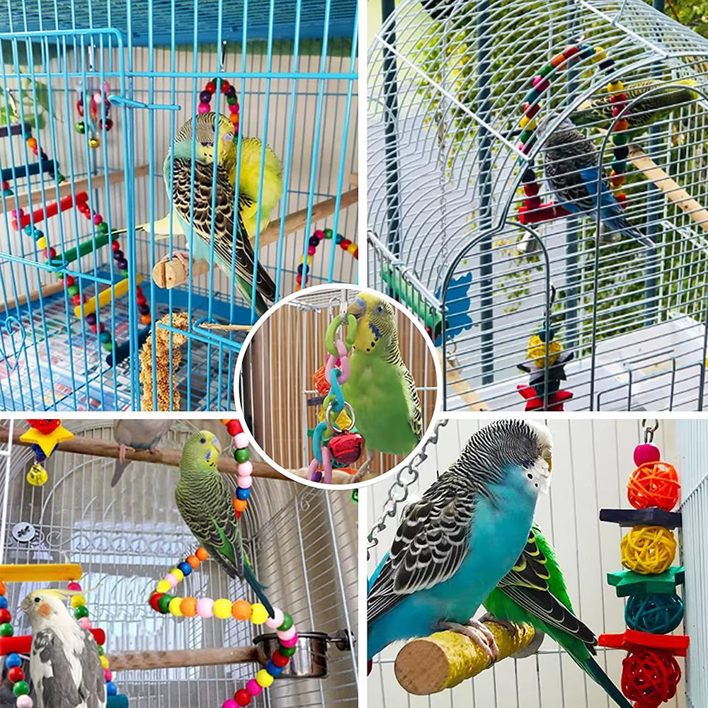 Bird Toy Set 7-Piece - Parrot Swing, Ladder, Mirror and Bell Cage Toys – image 6