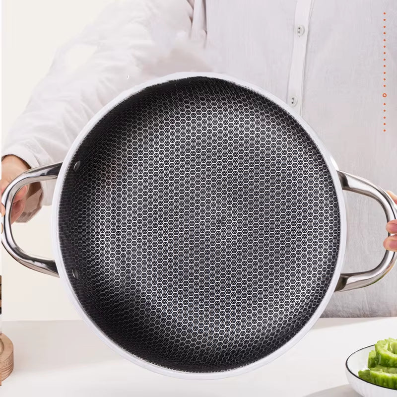 316 Stainless Steel Honeycomb Frying Pan, 28 or 30 Cm, Induction Ready