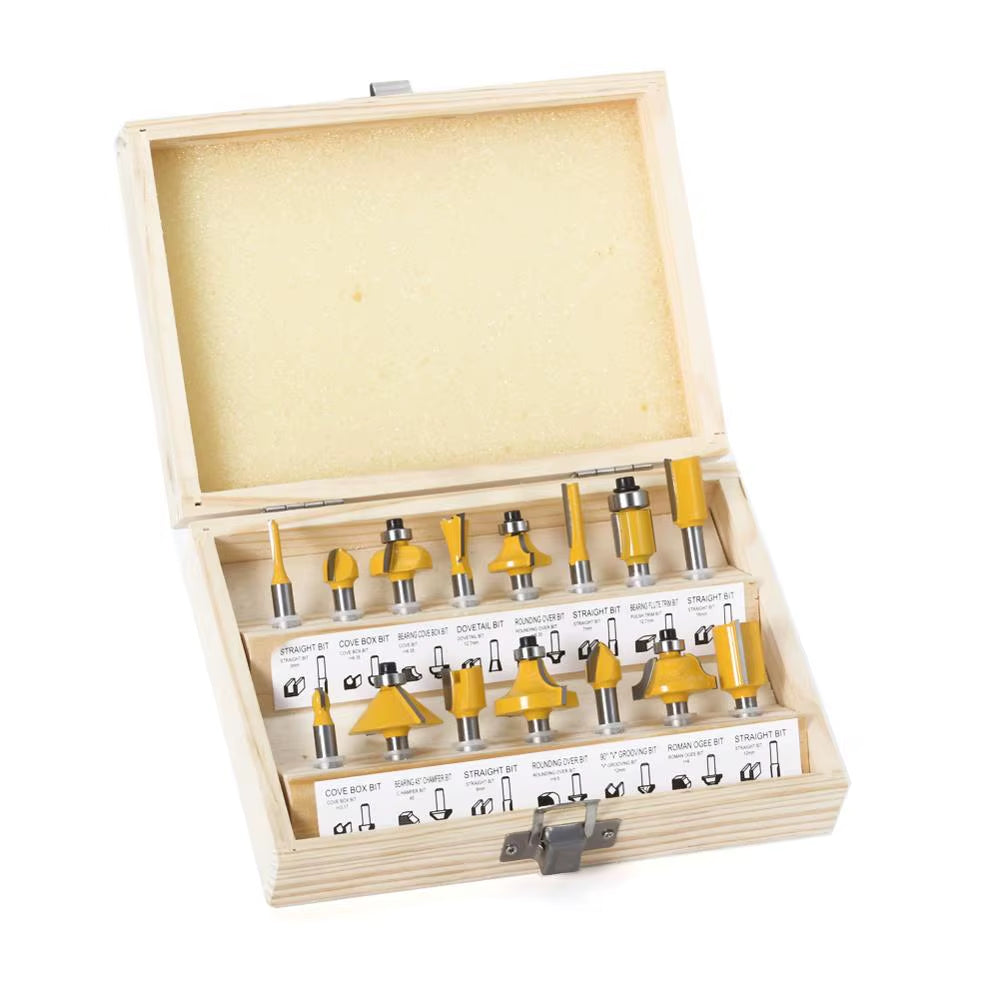 Router Bit Set 15-Piece, 1/4 in Shank Carbide Woodworking Router Bits – image 4