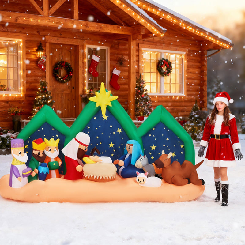 9 Ft Inflatable Nativity Scene With LED Lights for Yard Display – image 10