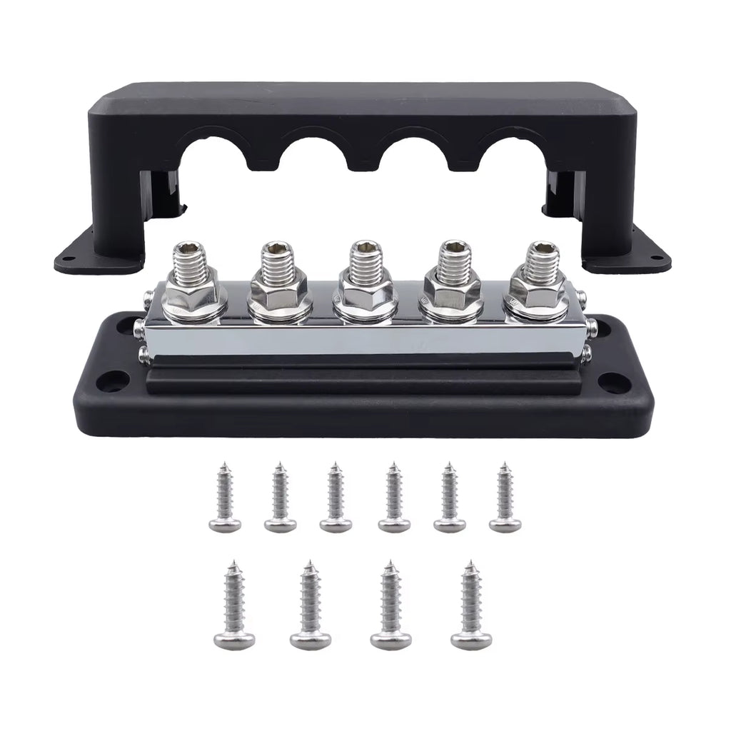 600A Power Distribution Bus Bar, 4 Stud 3/8 in with Cover for Boat and RV – image 3