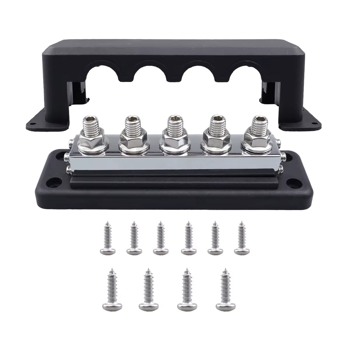 600A Power Distribution Bus Bar, 4 Stud 3/8 in with Cover for Boat and RV – image 3
