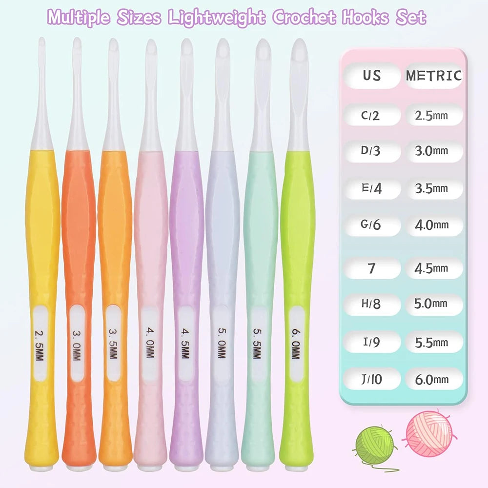 Crochet Hook Set 8-Piece Ergonomic Soft Grip 2.5-6mm – image 2
