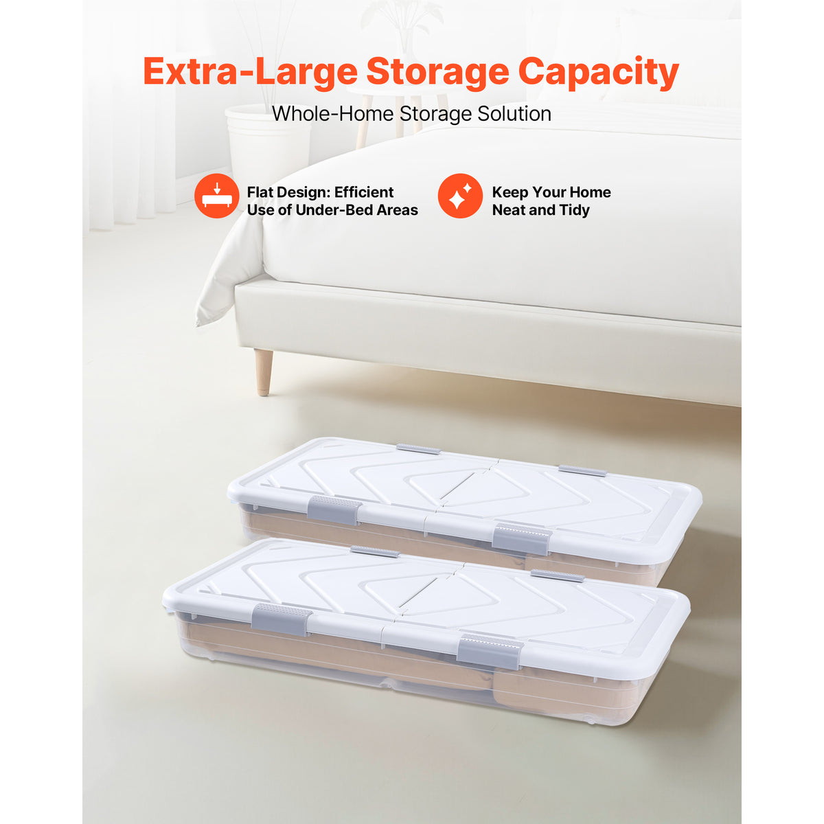 Rolling Under Bed Storage Bins with Lid, 39.8 x 20.1 x 5.9 in, 2 Pack – image 2
