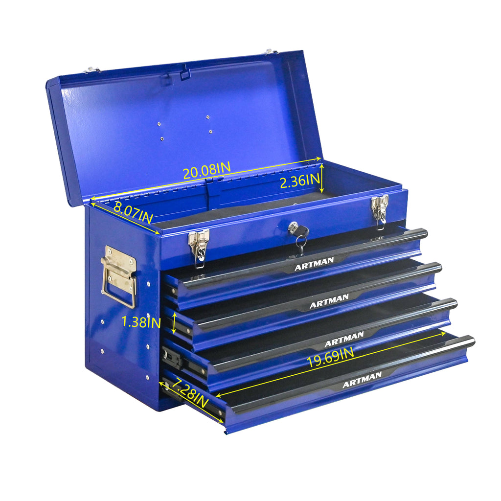 20 Inch Steel Portable Tool Box With 3 Drawers And Locking Lid – image 4