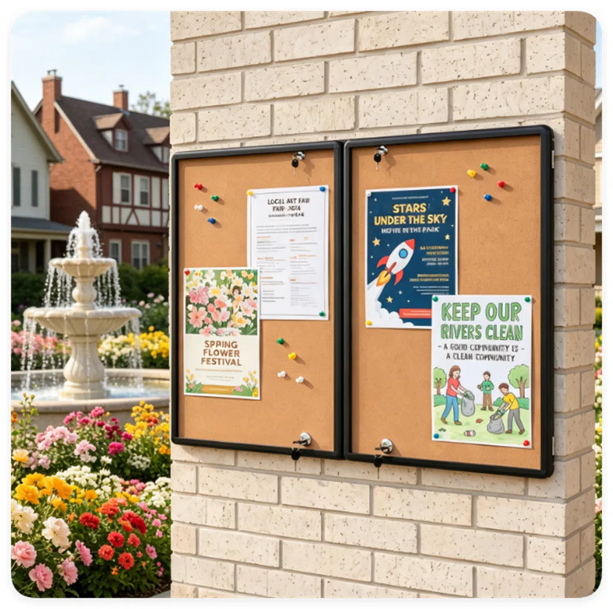 Outdoor Lockable Enclosed Bulletin Board, 47.5 x 35.5 Inch, Black – image 3