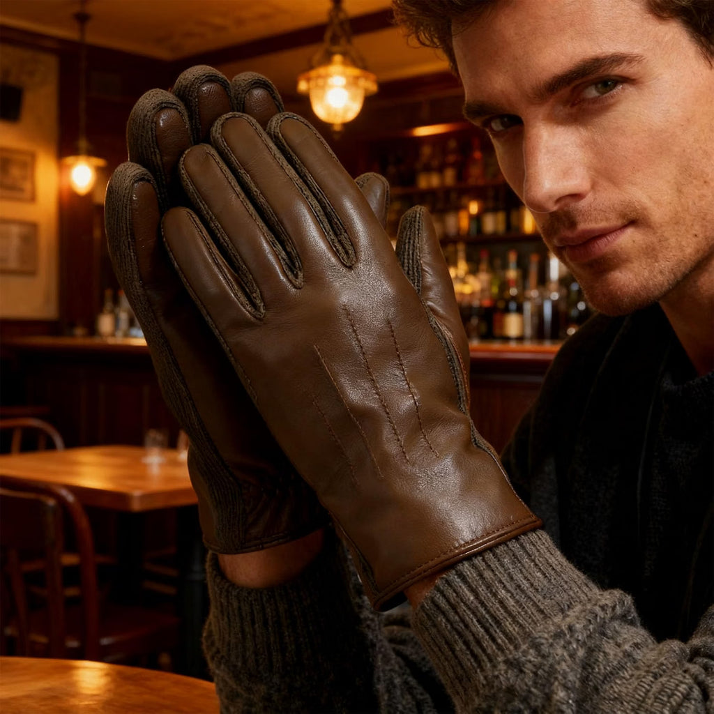 Sheepskin Leather Gloves for Men – Fleece-Lined Winter Driving Gloves – image 4