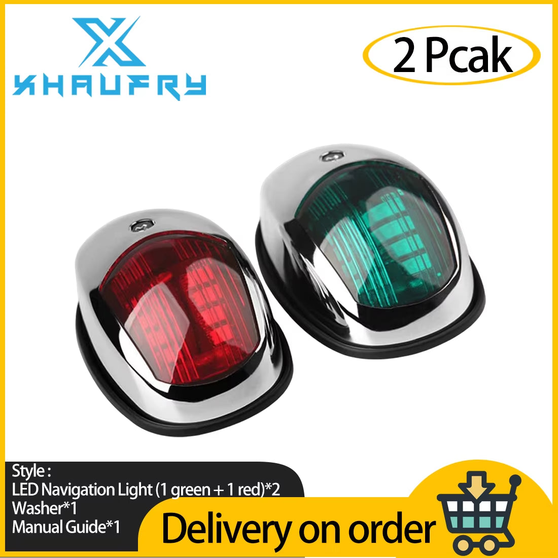 LED Boat Navigation Lights, Red and Green Bow Side Lights, 2 Pack – image 2