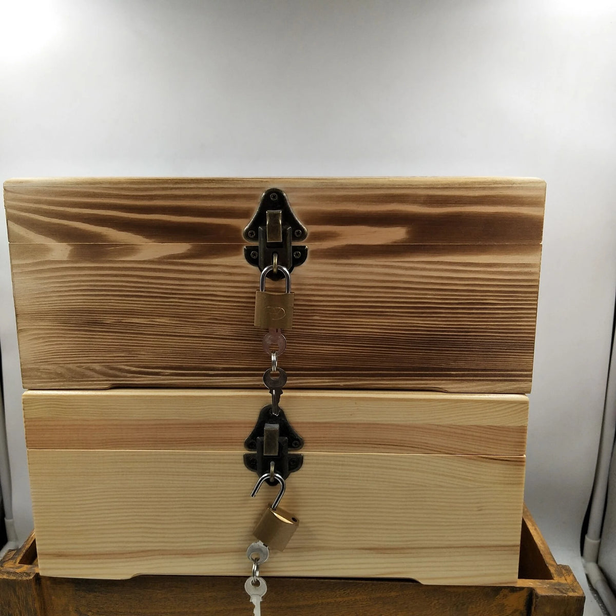 Pine Wood Keepsake Box with Lock Clasp Rectangular Gift Box – image 6