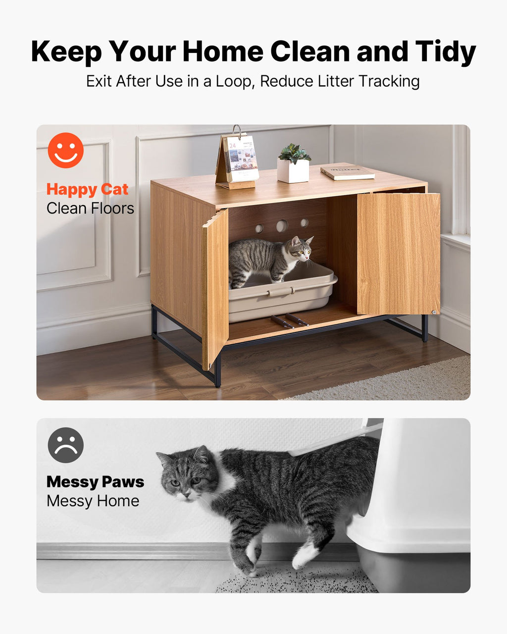 Cat Litter Box Enclosure 31.5in Hidden Cabinet with Scratch Pad – image 2
