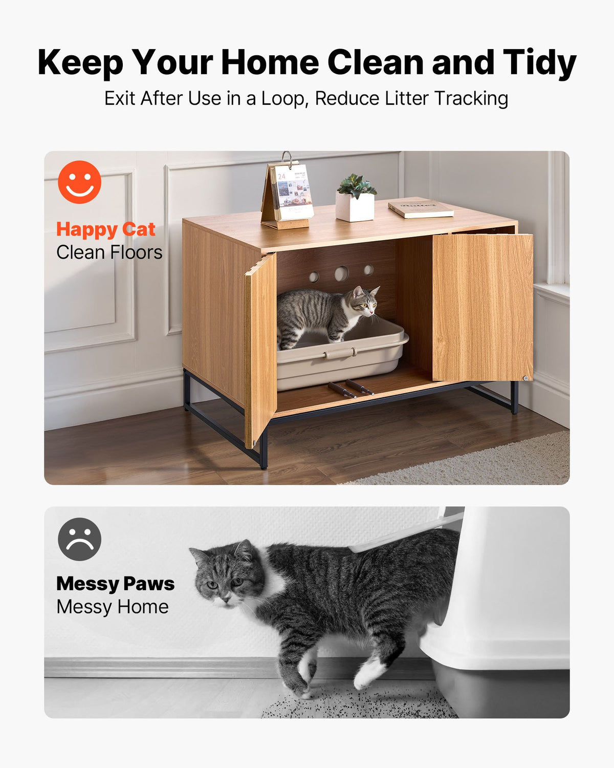 Cat Litter Box Enclosure 31.5in Hidden Cabinet with Scratch Pad – image 2