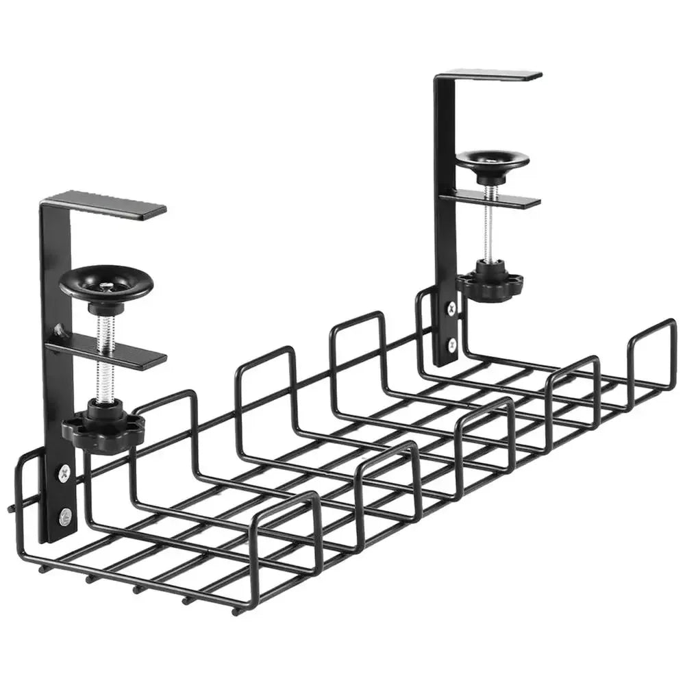 Under Desk Cable Tray, No-Drill Metal Cable Management Rack
