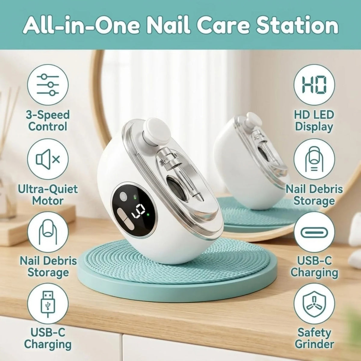 Automatic Nail Trimmer 3-in-1, Electric Clipper with Hidden Blade – image 5