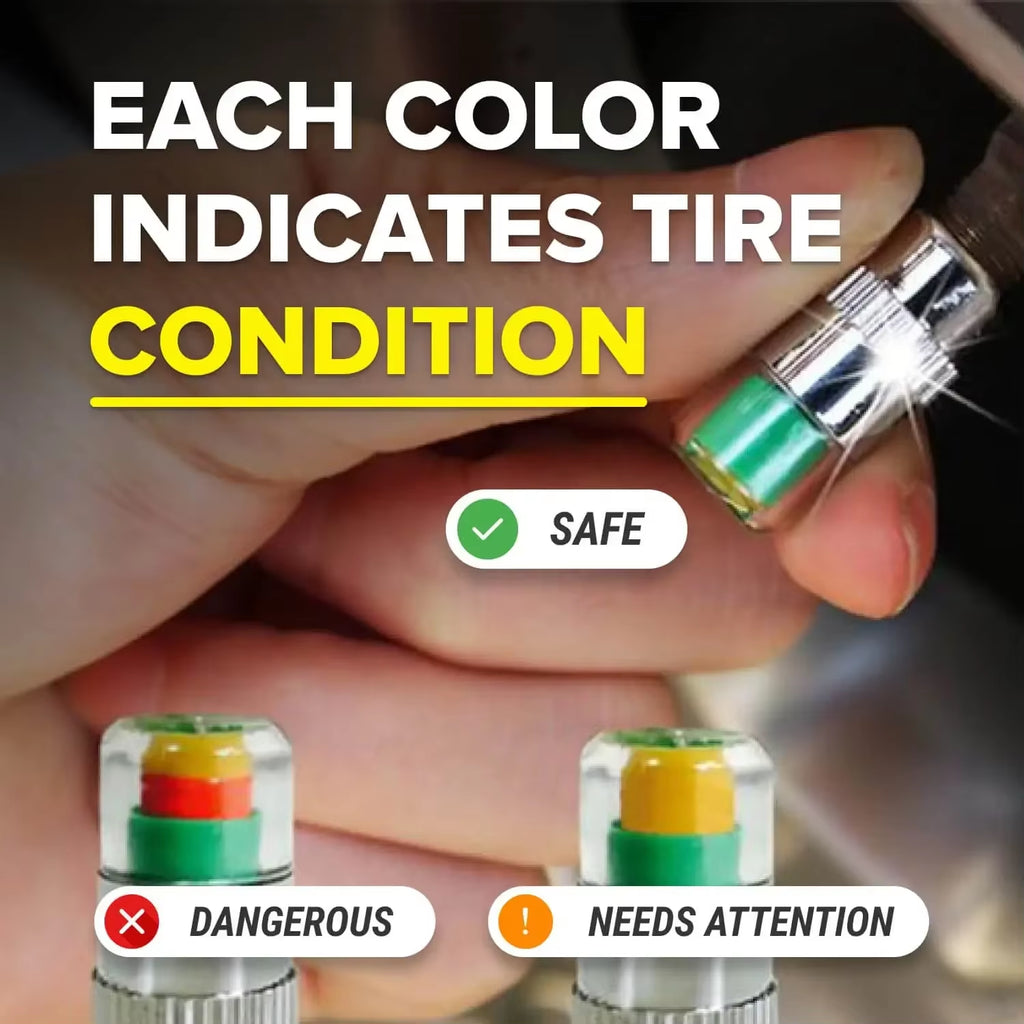Tire Pressure Indicator Valve Caps 4 Pack - Air Alert Monitoring Caps – image 3