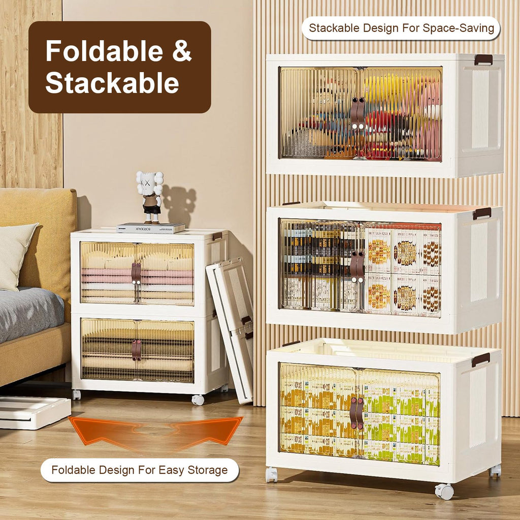 Storage Bins, Foldable 3-Pack with Lid, Wheels and Magnetic Doors – image 5