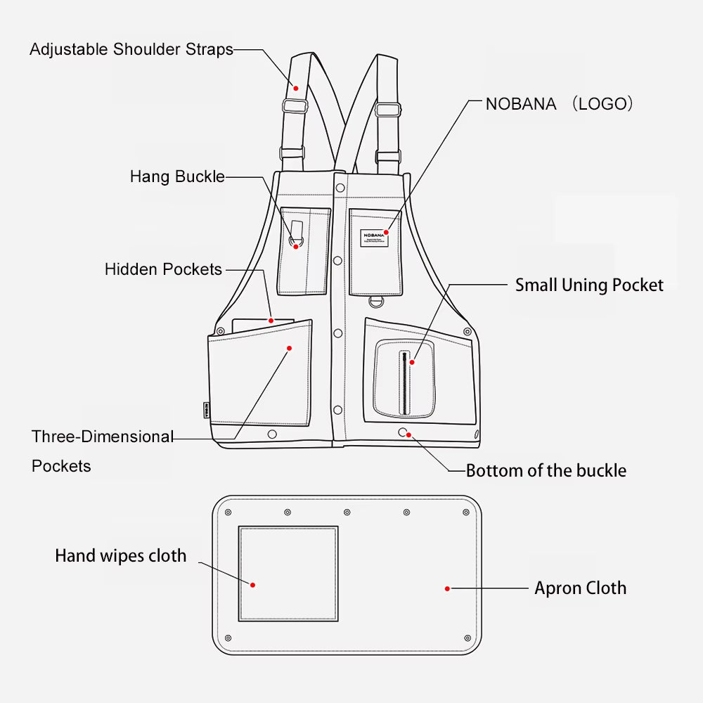 Workwear Apron Vest Unisex 2-in-1 Detachable Tool Apron – image 6