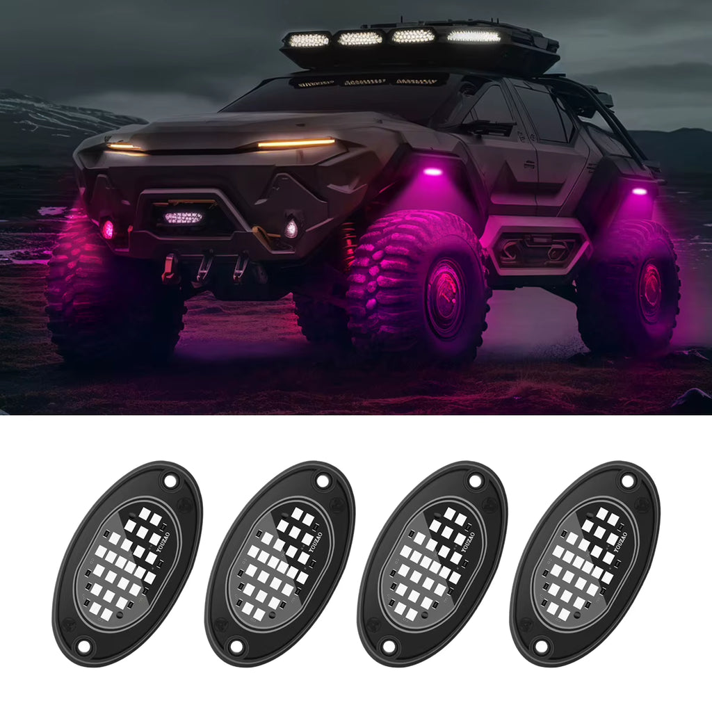 Truck LED Rock Lights 4-Pack, 12V Underbody Glow Lights, Blue – image 9