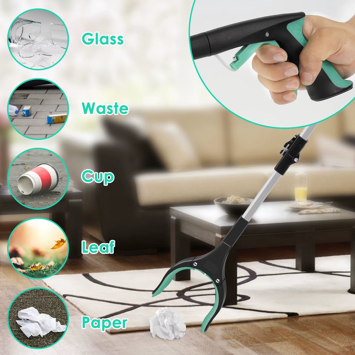 Litter Picker Grabber - Foldable 43 in Reacher with Rotating Jaw – image 5