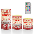 Christmas Flameless LED Pillar Candles with Remote, Set of 3