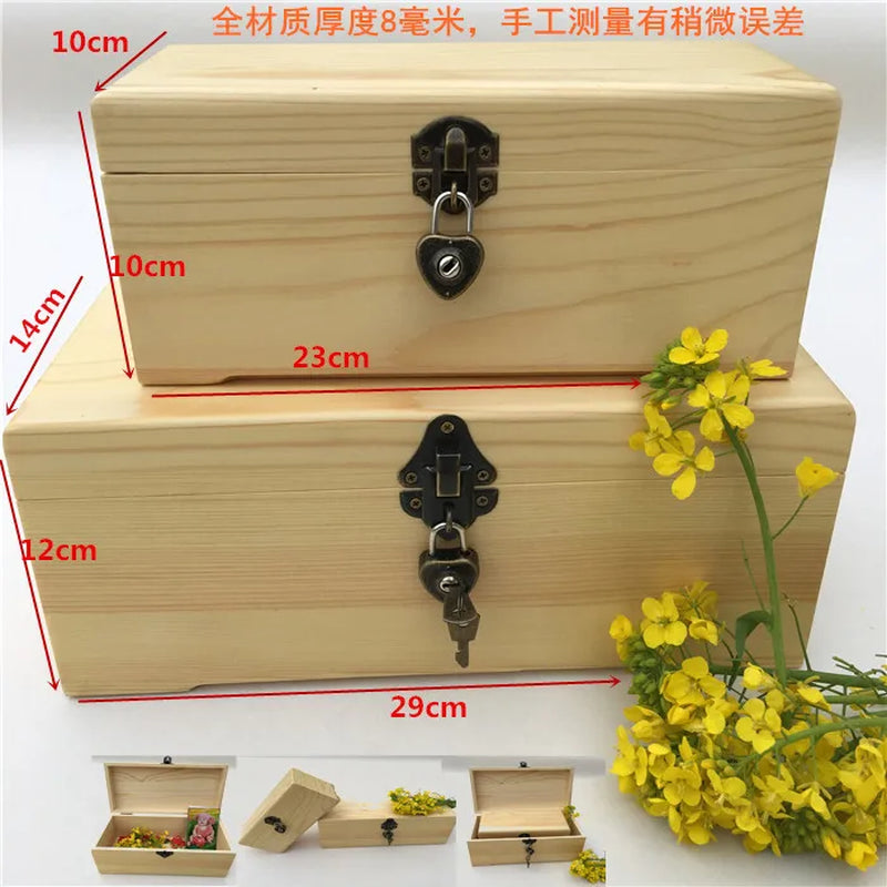 Pine Wood Keepsake Box with Lock Clasp Rectangular Gift Box – image 2