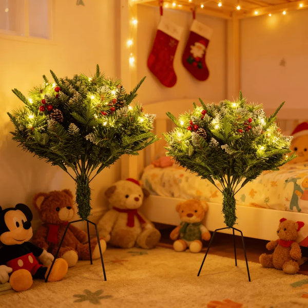 Lighted Christmas Tree Urn Fillers, Set of 2 with Pine Cones and Timer – image 1