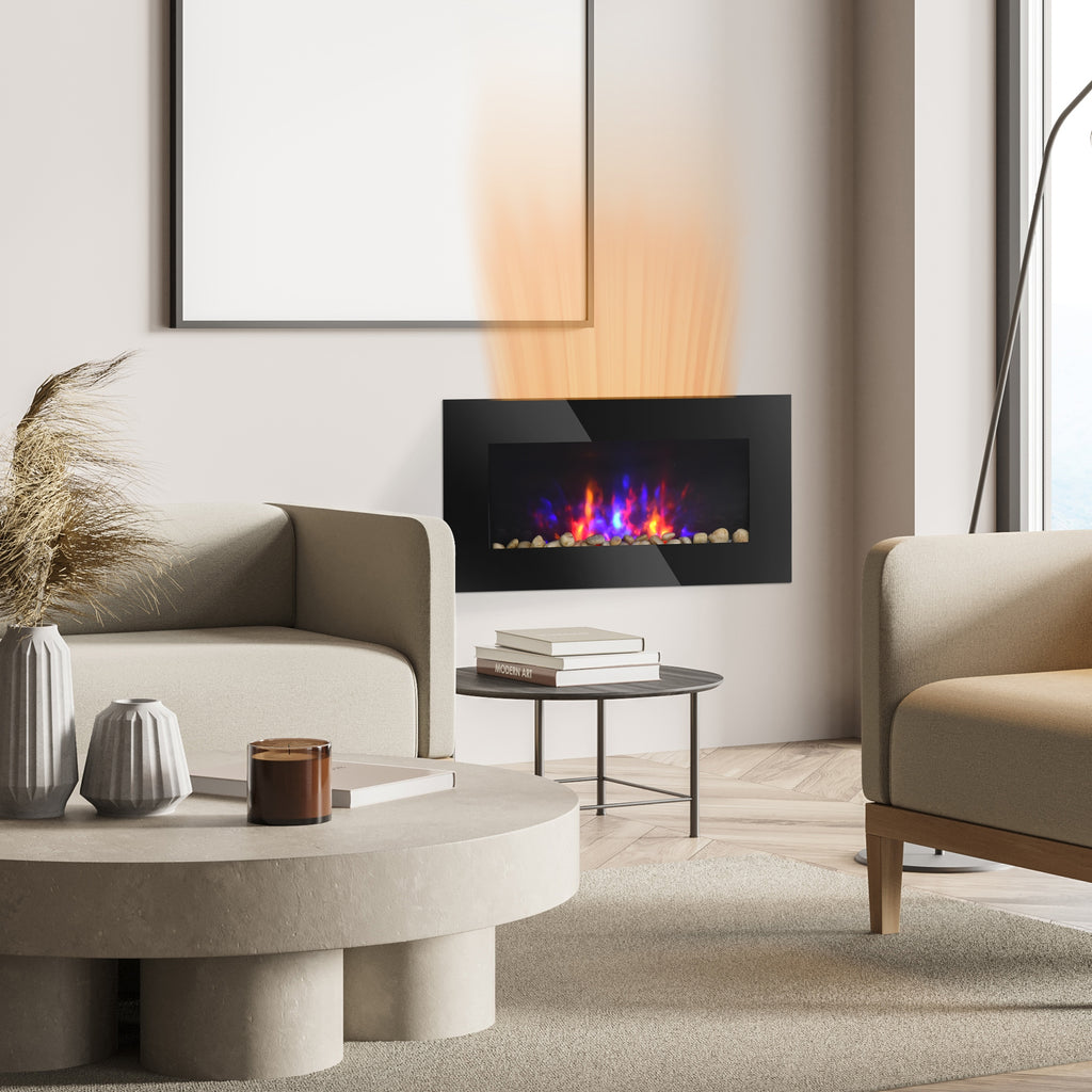 28.5 Inch Wall Mounted Electric Fireplace 1450W with 7 Flame Colors – image 2