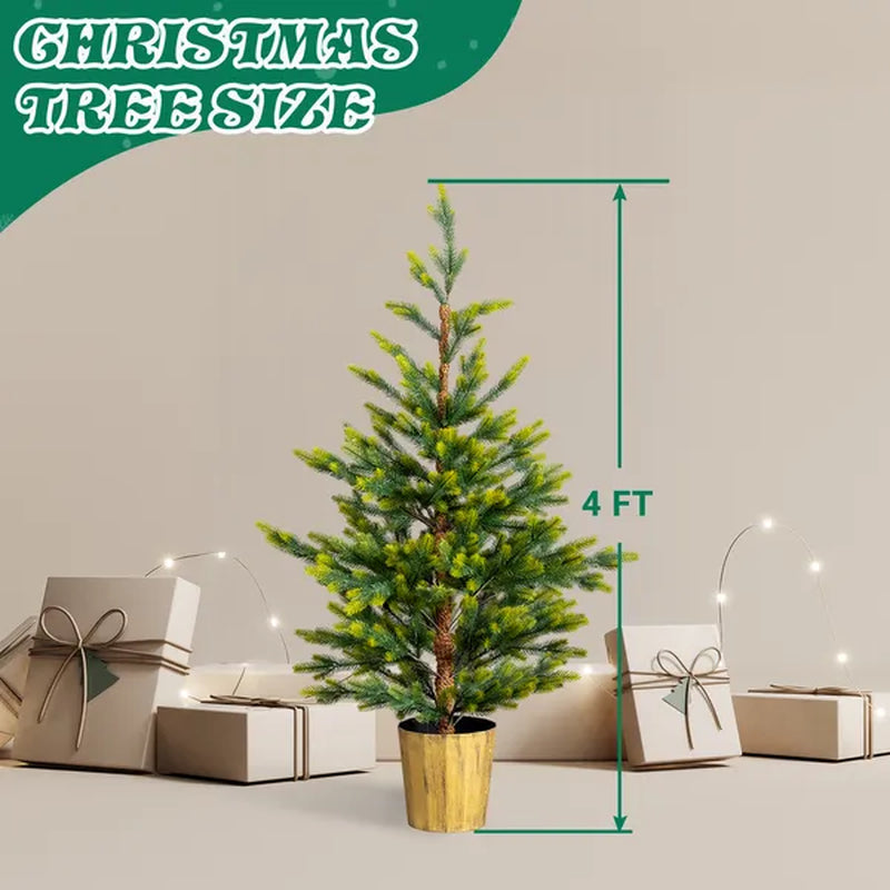2 Pack 4 Ft Potted Christmas Trees Dual Tone Green Entryway – image 5