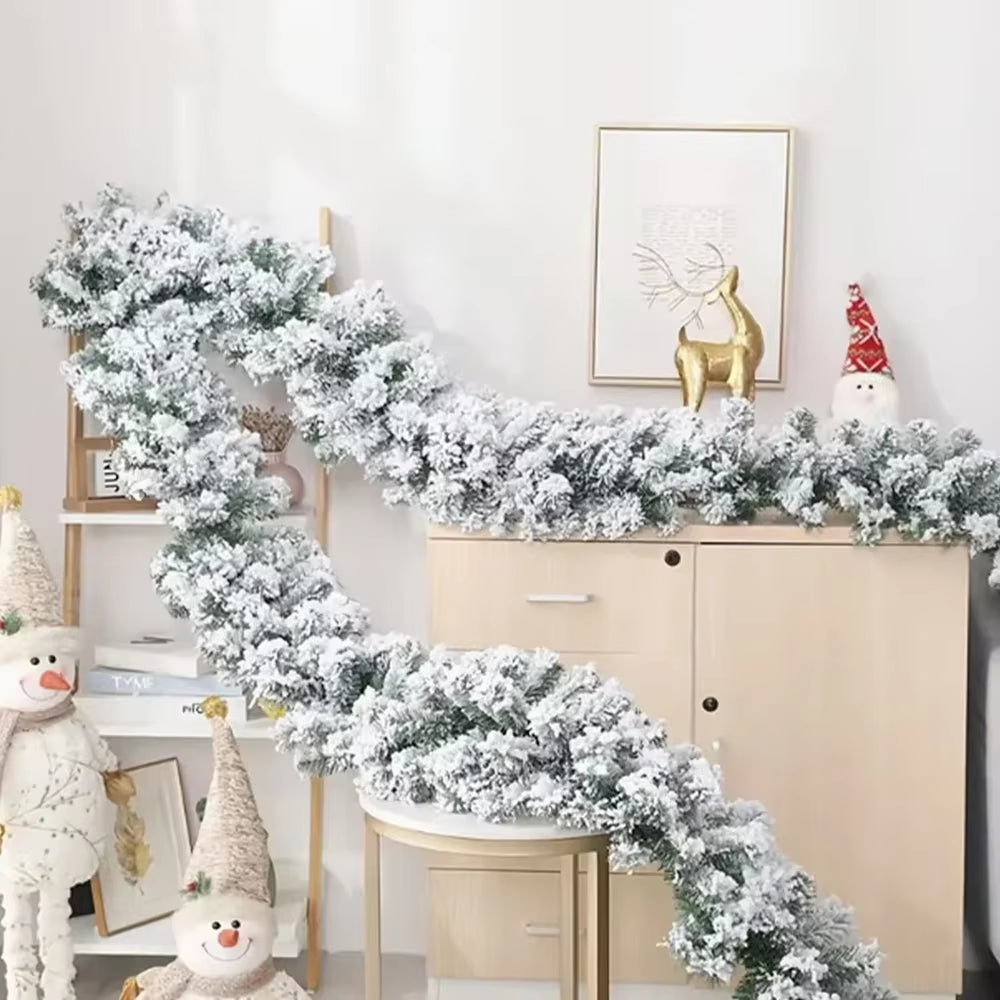 Snow Flocked Christmas Garland 9 Ft Artificial Mantel Garland – image 2