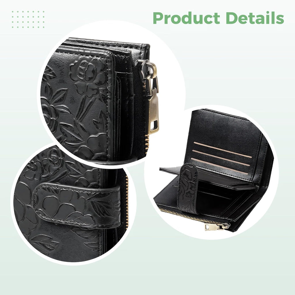 Trifold Wallet for Women, RFID Blocking Embossed Faux Leather – image 4